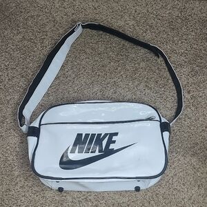 Vintage Nike Patent White and Black Messenger Bag